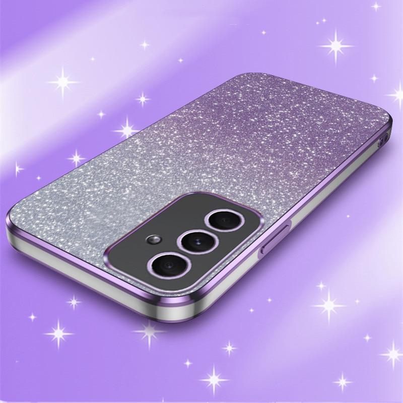 Модные чехлы с блестящим покрытием 2 в 1 для Samsung Galaxy A55 A35 A25 A54 A34 A24 A14 A15 A05 A05S A04 A53 A52 A23 A13, силиконовый защитный чехол на заднюю панель