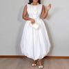 2026 Womens Sleeveless Solid Color Panelled Peplum Midi Dress High-Waisted Fit-and-Flare Style Casual Daily Wear