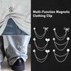 Multi-Function Magnetic Clothing Clip With Chain Metal Buttons Clip Clothes Scarf Trouser Legs Cuff Fixing Magnet Pin