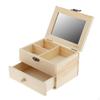 2 Tiers Plain Unpainted Wooden Jewelry Box Organizer Storage Container Unfinished Drawer Case Crafts