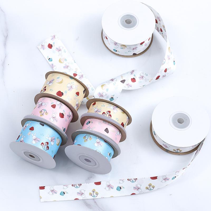 Романтичная и уютная двухсторонняя лента с героями мультфильмов на день рождения, детский день рождения, галстук, торт, заколка для волос в форме сердца для девочек, ювелирные изделия, печать, цветная лента, подарочная упаковка