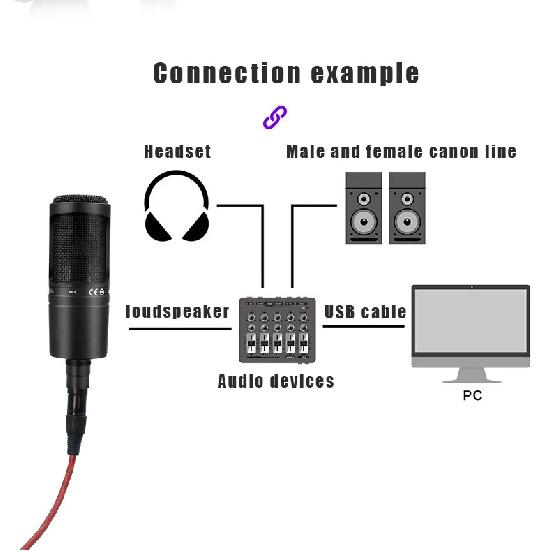 AT2020 Wired XLR Condenser Microphone Podcasting Desk Mic Stand Home Recording Studio For Singing Live Screaming