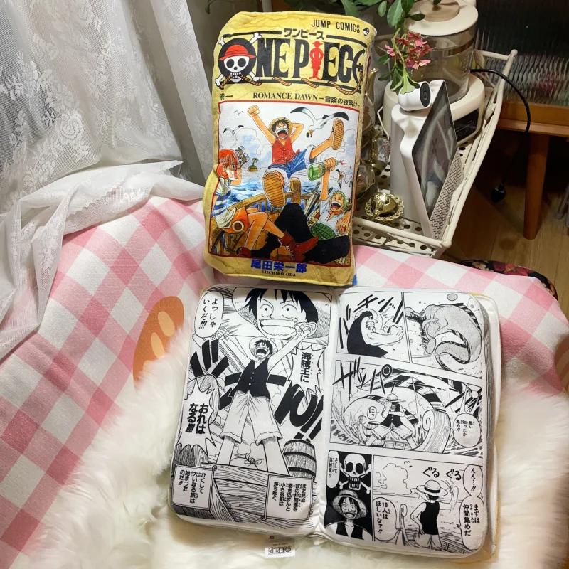 Плюшевая подушка-подушка по манге One Piece, мягкая набивная подушка с обложкой манги Луффи, печать внутренней страницы, подарок для фанатов аниме, декор комнаты