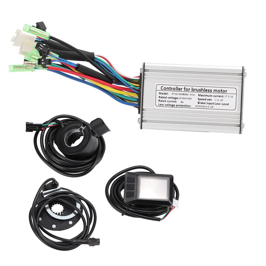 36V 48V 350W Electric Motor Controller Kit 17A Brushless Motor Controller with KT LCD7C Display Panel Sensor Throttle