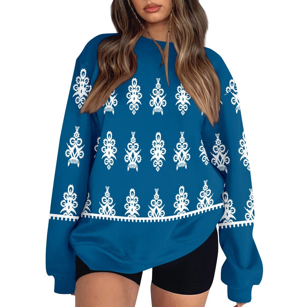Женские топы Женский свитшот с длинным рукавом Повседневный с круглым вырезом Свободного кроя Пуловер Флисовые топы