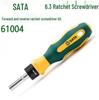 SATA 61004 Реверсивная трещоточная отвертка 6,3 мм с держателем бит