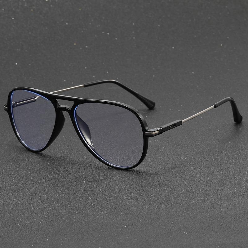 Классические модные очки-пилот - двойной мост, плоский верх, линзы из поликарбоната для мужчин и женщин с защитой от синего света