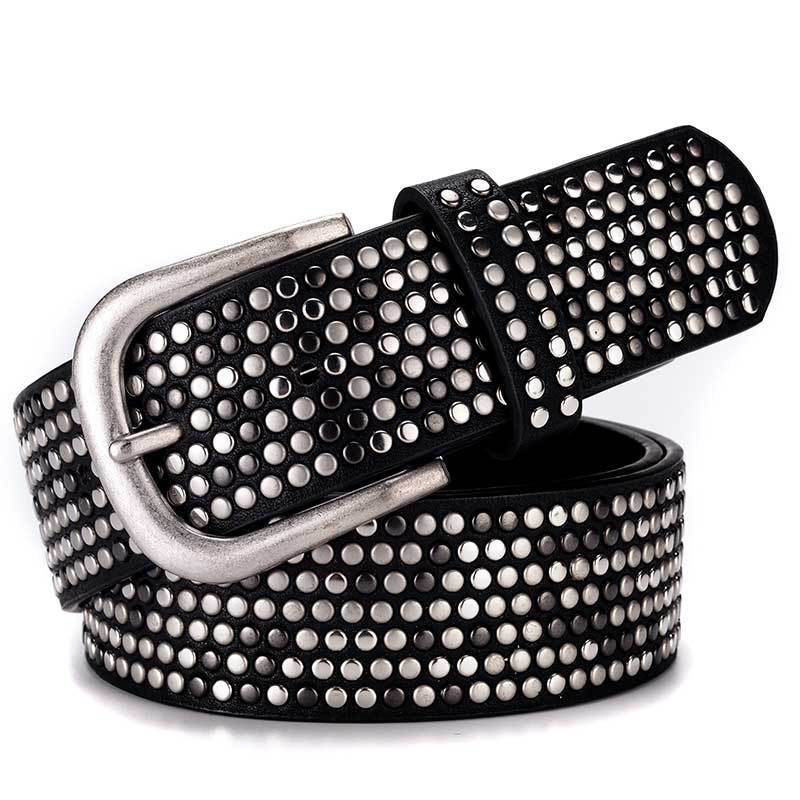 Western Rivet Design Rhinestone PU Leather Women Belt Fashion Jeans Causal Pants Belt for Ladies