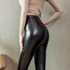Яркие легкие кожаные брюки большого размера, женские бархатные толстые леггинсы, верхняя одежда, облегающие длинные брюки с высокой талией