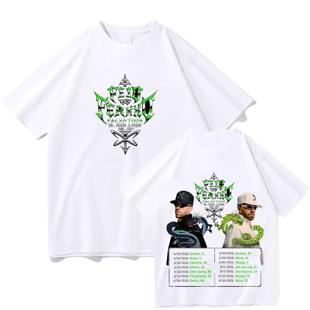 Футболки Feid VS Ferxxo Falxo Tour, 100% хлопок, с круглым вырезом, с коротким рукавом, унисекс, повседневные, популярные тренды, одежда, топы