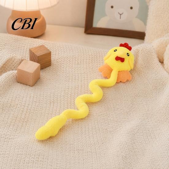 Cat Play Accessory Plush Animal Toy, Long Tail Chew Toy with Crinkle Sound, Embroidered Hanging Stuffed Fox Chick Monkey for Indoor Cats Solo