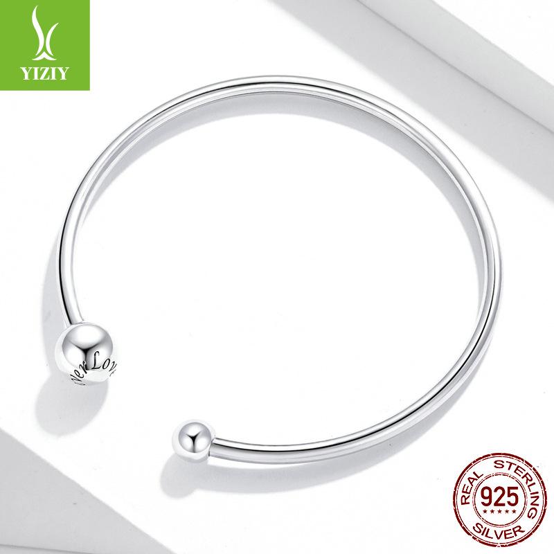 Блестящий Круглый Эластичный Браслет, Простая Съемная Пуговица Головка, Персонализированное Украшение из Стерлингового Серебра 925 Пробы, Точка Scb198