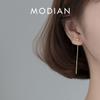 Modian Минималистичные серьги-гвоздики из 100% стерлингового серебра 925 пробы, длинная линия, простые бусины, модные, для вечеринки, женские, ювелирные аксессуары