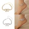 Shiny Heart-shaped Rhinestone Foot Ornaments, Adjustable Anklet, Crystal Double Heart-shaped Anklet