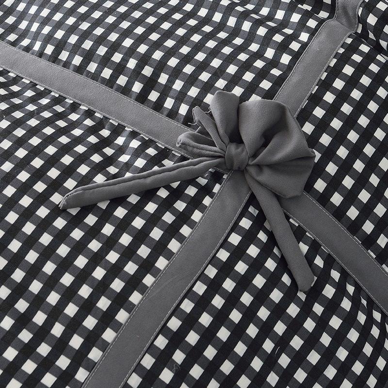 Комплект постельного белья в стиле принцессы с сердечками для девочки из четырех предметов, постельное белье из кружева, трикотажного хлопка, банта, пододеяльника, юбки, комплект из трех предметов