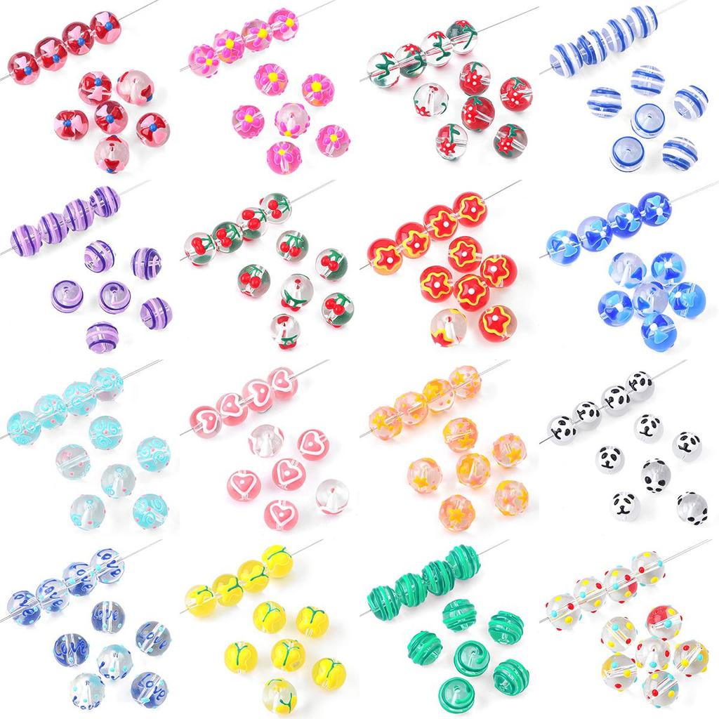 2 шт./пакет, ручная роспись, забавные цветные стеклянные бусины для DIY ожерелье, браслет, серьги, изготовление ювелирных изделий, аксессуары для рукоделия