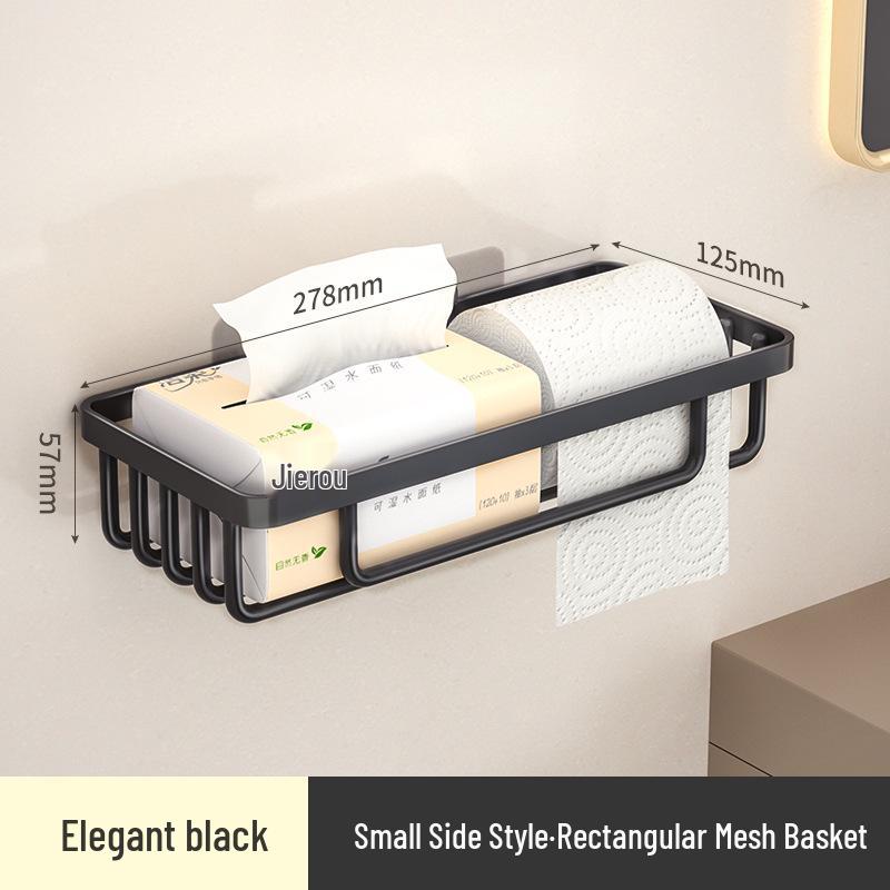 Rustproof Carbon Steel Wall-Mounted Drainage Shelf - Waterproof, Punch-Free, Multifunctional Bathroom Storage