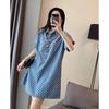 Plus-Size Women's Blue Denim T-Shirt Dress - Loose, Medium Long, Short-Sleeve, Summer Style.