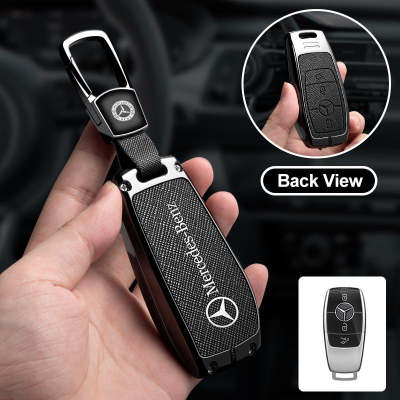 Zinc Alloy Leather Car Key Case Cover Shell For Mercedes Benz AMG A C E S G Class GLC CLE CLA GLB GLS W177 W205 W213 W222 X167 AW1