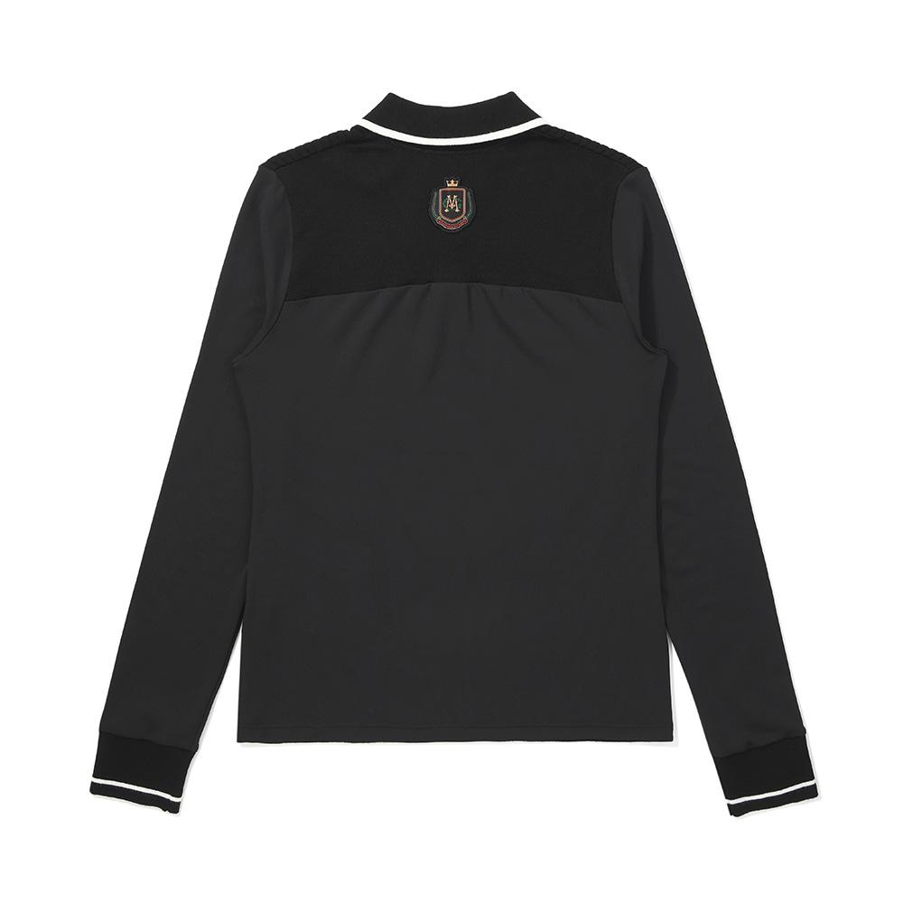 MALBON GOLF Brushed Ribbed Knit Hybrid Polo Shirt Black (Woman)