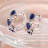 Luxury  Blue Cubic Zirconia Hoop Earrings Women's Elegant Exquisite Wedding Party Accessories Silvery Plated Jewelry Gift
