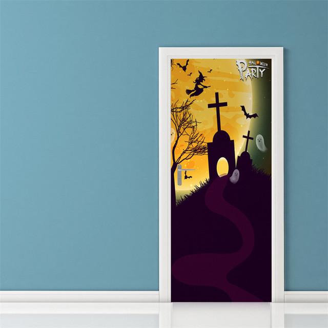 3D серые обои ужасов для украшения Хэллоуина, наклейка на дверь, самоклеящаяся водонепроницаемая наклейка на стену из ПВХ, декор для вечеринки, фреска с зомби