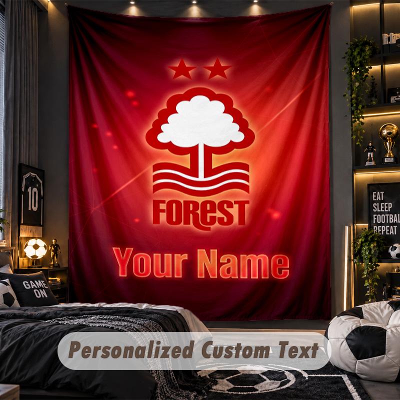 TapestryNottingham Forest FC Custom Name Text Personalized Wall Hanging Tapestry Home Wall Decor