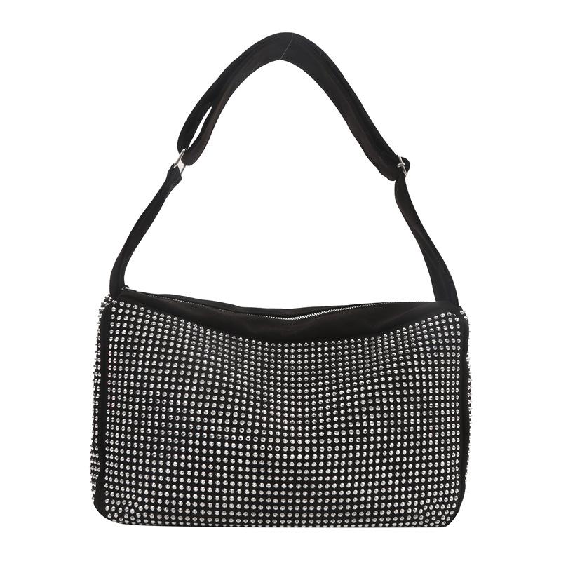 Популярная женская сумка через плечо с бриллиантовой инкрустацией 2024 года, новая повседневная сумка-тоут в иностранном стиле большой вместимости на весну и лето, модная женская сумка-мессенджер