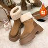 Cowhide Version Thick-soled Velvet Snow Boots Women's New Autumn and Winter Warm Cotton Shoes Thickened Socks Boots Thin Short Boots
