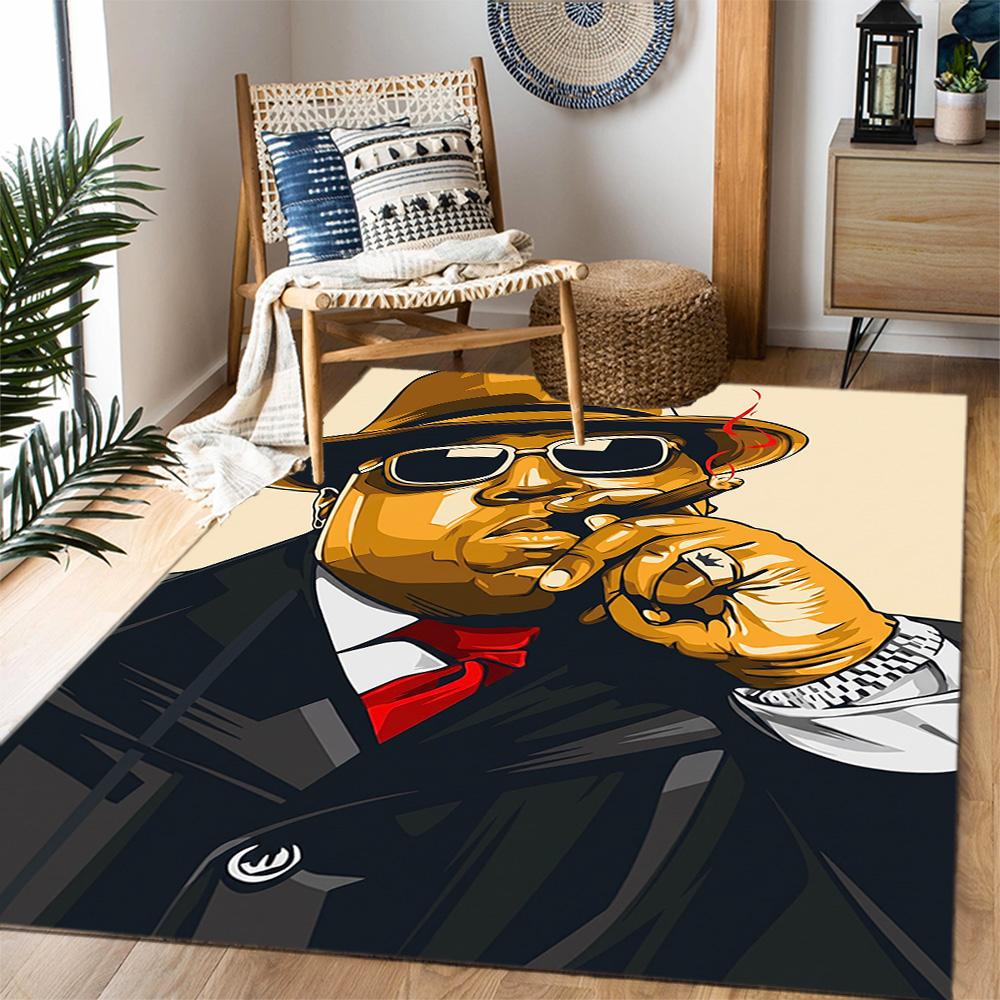 Biggie Money Problems Themed Anti-Slip Rugs - Polyester Home Decor, Suitable for Bedrooms, Living Rooms, Doorways, Studios, and Decorations