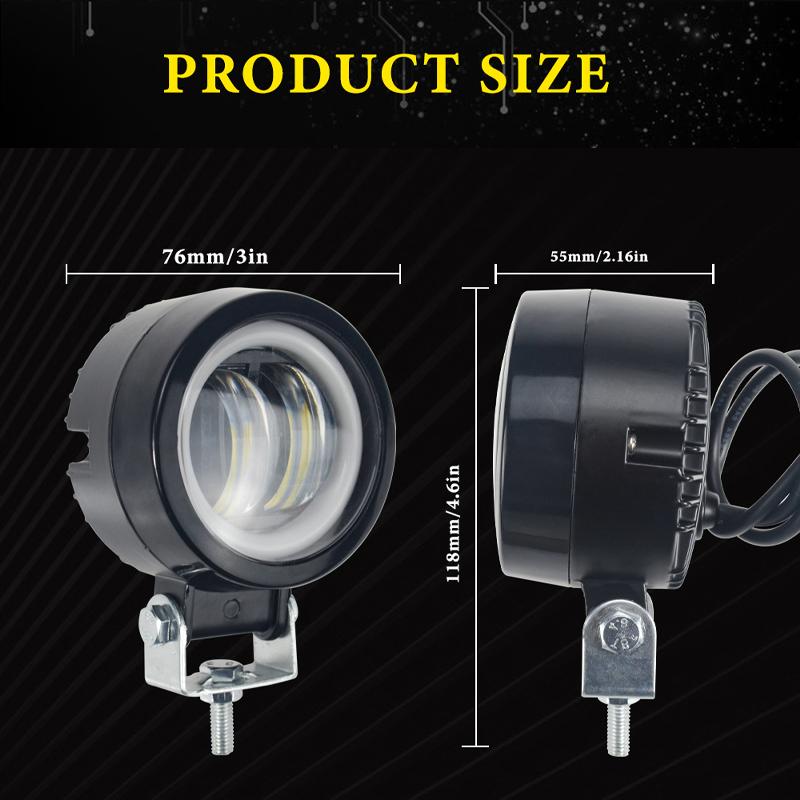 3-дюймовый 20 Вт светодиодный фонарь Angel Eye для мотоцикла, рабочий фонарь, точечный светильник для внедорожника, автомобиля, лодки, грузовика, внедорожника, пикапа, 12 В, 24 В, противотуманная фара для вождения