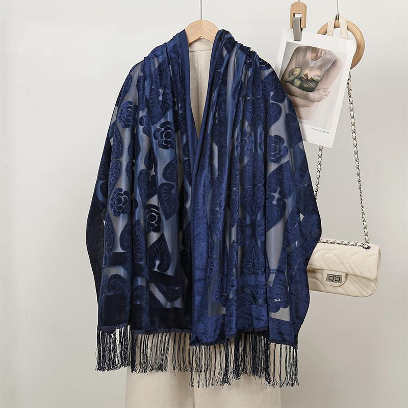 NEW Fashion Women Cut Flowers Hollow Lace Gradient Flower Silk Scarf Spring Shawls and Wraps Towel Femme Beach Sjaals
