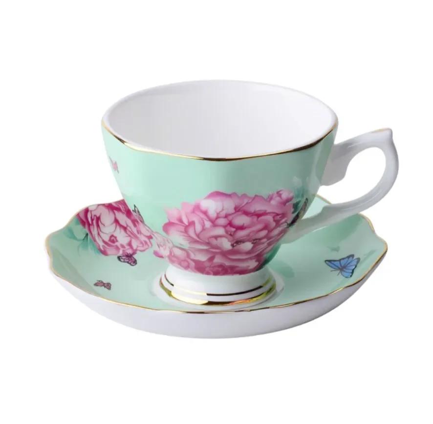 Bone China Coffee Cup Spoon Saucer Set English Afternoon Tea Cup Coffeeware 170ml Porcelain Cup and Saucer for Coffee