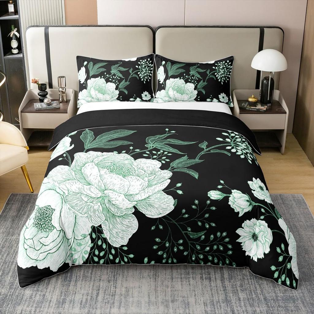 Пододеяльник Квин с цветочным принтом для подростков и взрослыхРетро цветы листья Покрывало для одеялаНабор постельного белья с масляной живописьюСадовая дикая природа Постельный набор