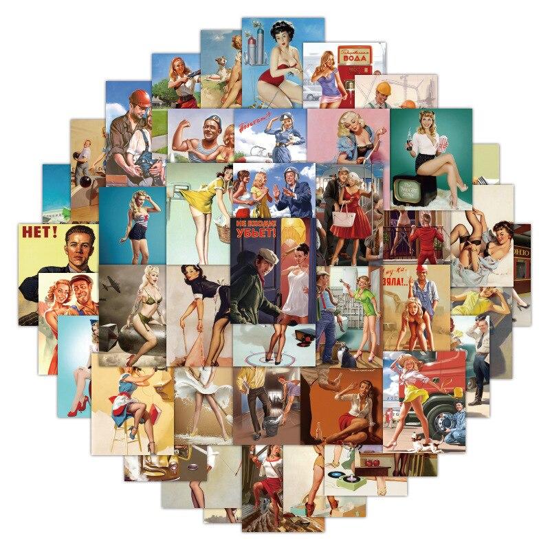 10/50 шт., Европа и Америка, ретро-девушка, наклейка для девочек, граффити, наклейки для DIY, багажа, ноутбука, скейтборда, мотоцикла, велосипеда, наклейка