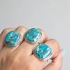 Кольцо с драгоценным камнем из лабораторной бирюзы, кольцо из твердого серебра 925 пробы, подарок для нее, кольцо в стиле бохо, кольцо из цельного серебра, ювелирные изделия ручной работы