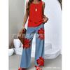 Layer Double Women Sleeveless Vest And Pants Set Casual Solid Two Piece Outfit Fashion Daily Matching Suit