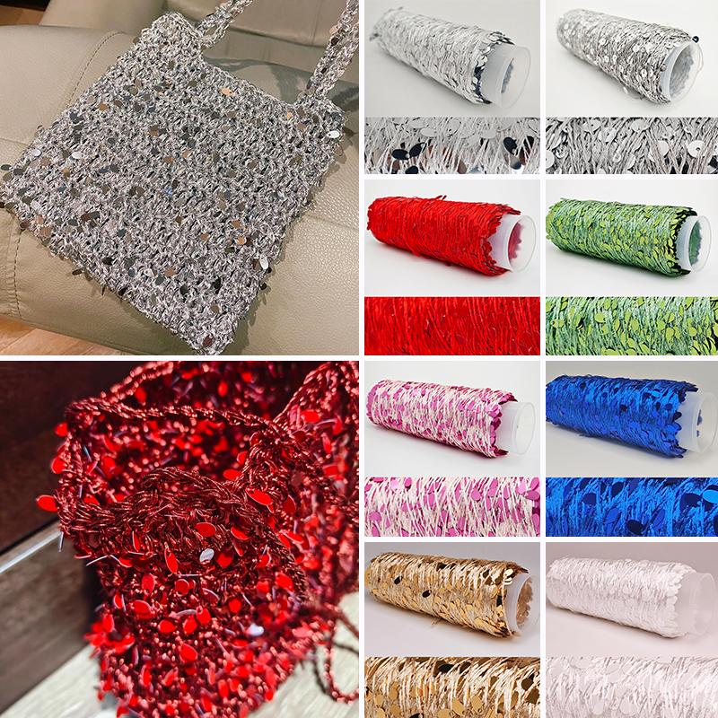 1 Roll/100g Beaded Designs with Large Sequins Bags Crafting Thread Sewing Crochet Yarn Hand Knitting Multiple Options Available