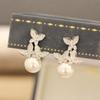 High-end wedding dress, wedding earrings, diamond-encrusted, exquisite butterfly pearl earrings, temperament, versatile earrings, ear clips, women
