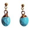 Earrings for Women Popular Earrings Painless Gold Natural Stone Turquoise Swaying Gemstone Turquoise Blue Elegant Delicate Small Adult Earrings Resin