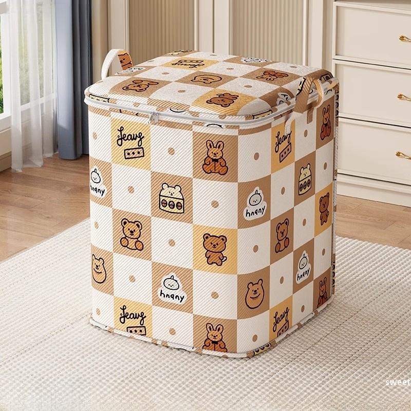 Сумка для хранения одежды с рисунком из мультфильма, с ручкой, нетканый чехол для одеяла с принтом медведя, большая вместимость, пылезащитная упаковочная сумка