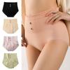 Women's Panties Seamless High Waist Panties Cute Flower Girls Briefs Elastic Underpants Solid Color Ladies Underwear EMA