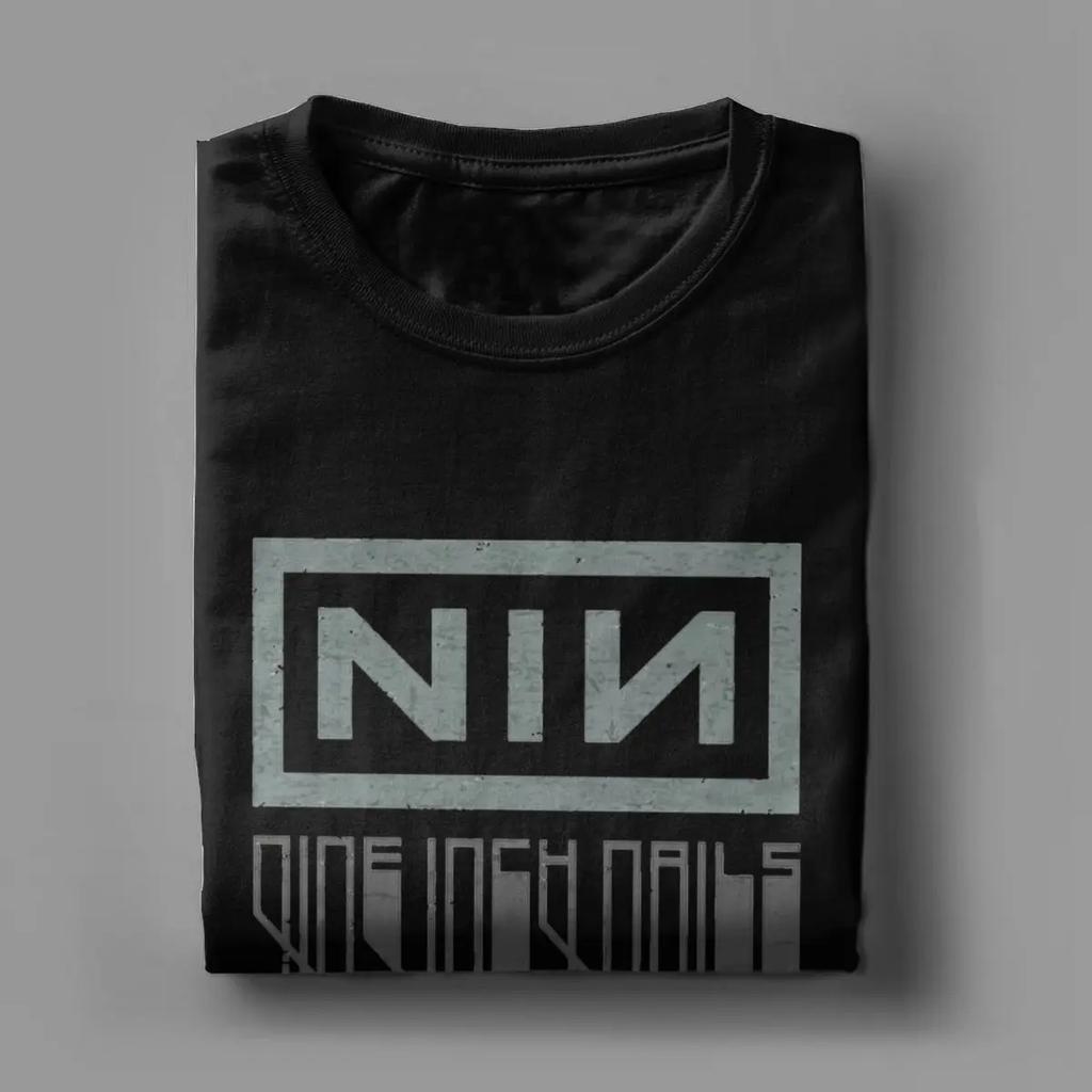 Футболки Nine Inch Nails NIN, мужские, хлопковые, забавные, с круглым вырезом, футболка с коротким рукавом, большой размер