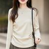 2025 Fall/Winter Women's Round Neck Pleated Double-Sided Fleece Long-Sleeve Knit Top