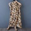 Women's Vintage Long Dress with Cotton and Linen Patterns