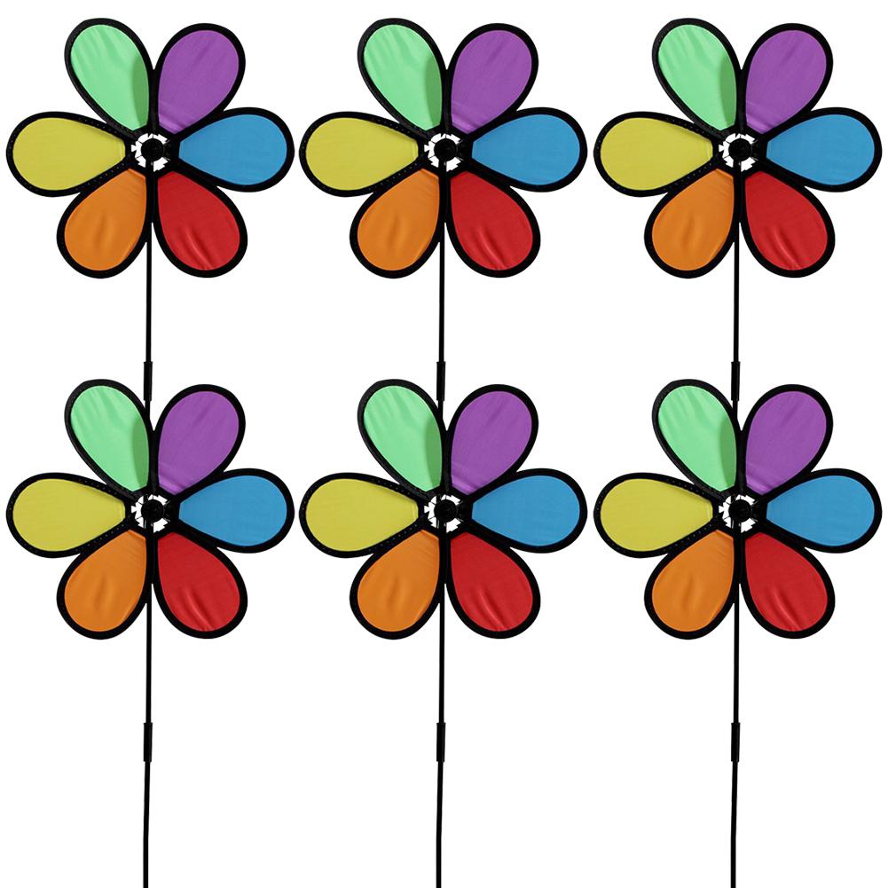 6pc Flower Wind Spinner Garden Yard Decoration 52cm Colorful Lawn Pinwheel Garden Windmill Standing Pinwheel Wind Stakes Spinner