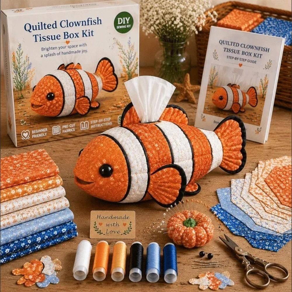 Pre-Cut Fabric Tissue Box DIY Kit Animal Shaped Handmade Tissue Holder  For Bedroom Decor