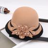 Британская ретро шерстяная цилиндр женская универсальная шляпа-горшок с бусинами и цветами осенне-зимняя теплая фетровая шляпа