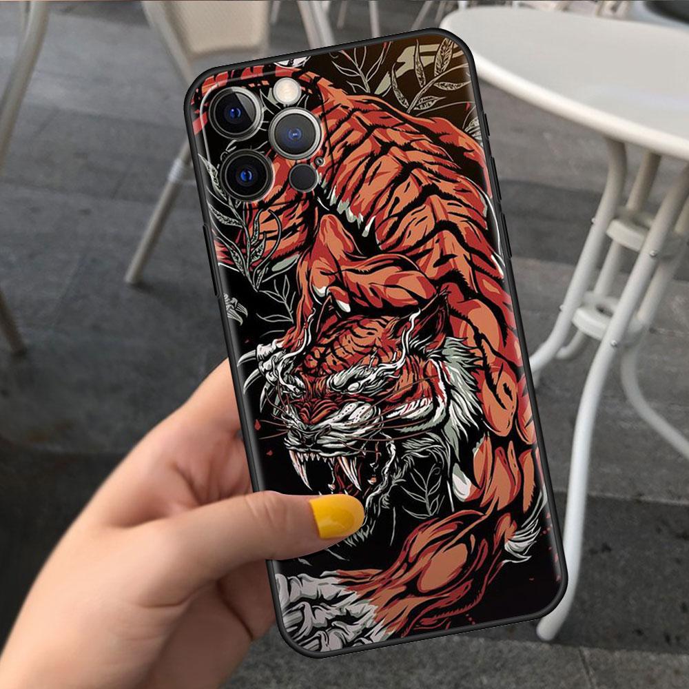 Чехол для Apple iPhone 14 11 13 7 12 Pro 7 XR XS Max 8 Plus 6 14Pro черный мягкий чехол для телефона Funda Fashion китайский винтажный дракон