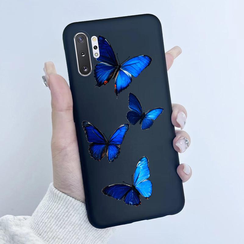 For Samsung Galaxy Note 10 Plus N970F N975F Phone Case Butterfly Flower Girl Design Soft Silicone TPU Back Housing Note10 Covers